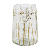 Clear Glass Vase with Green Botanical Motifs | OROA
