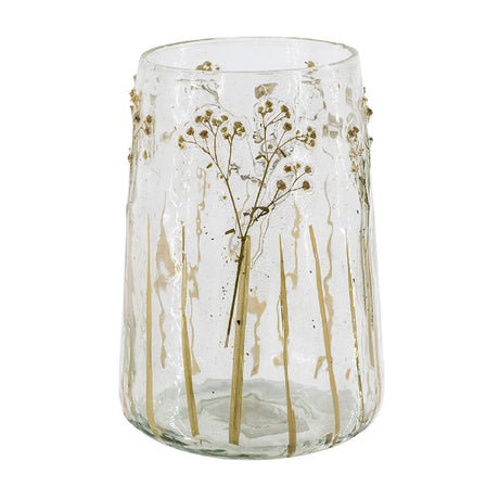 Clear Glass Vase with Green Botanical Motifs | OROA