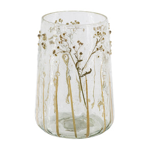 Modern European furniture - Clear Glass Vase with Green Botanical Motifs - www.oroa.com