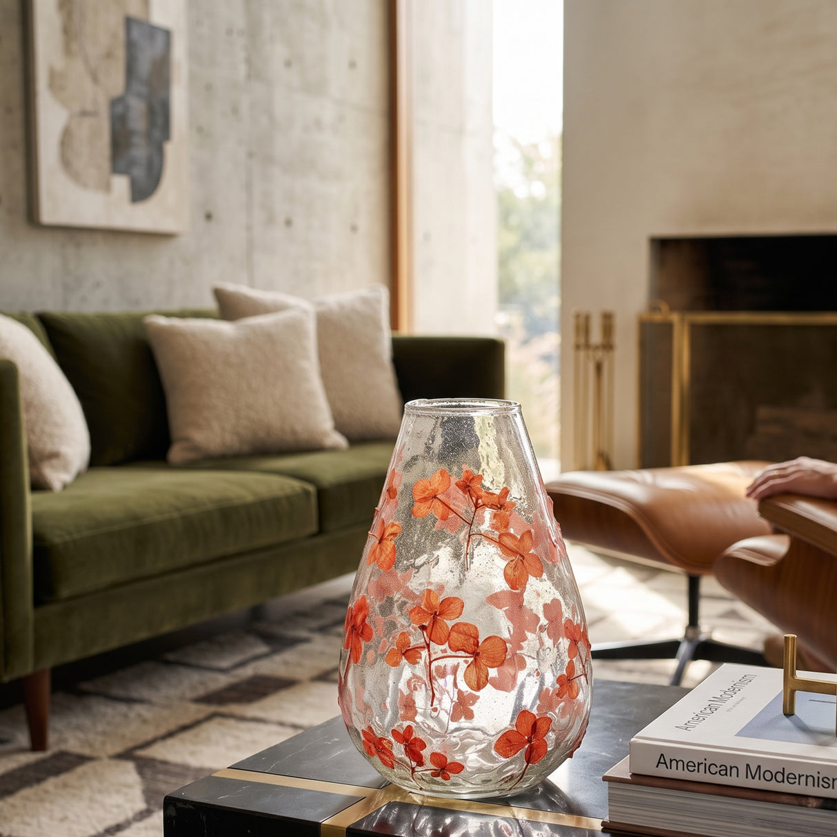 Modern European furniture - Red Botanical Glass Vase - www.oroa.com