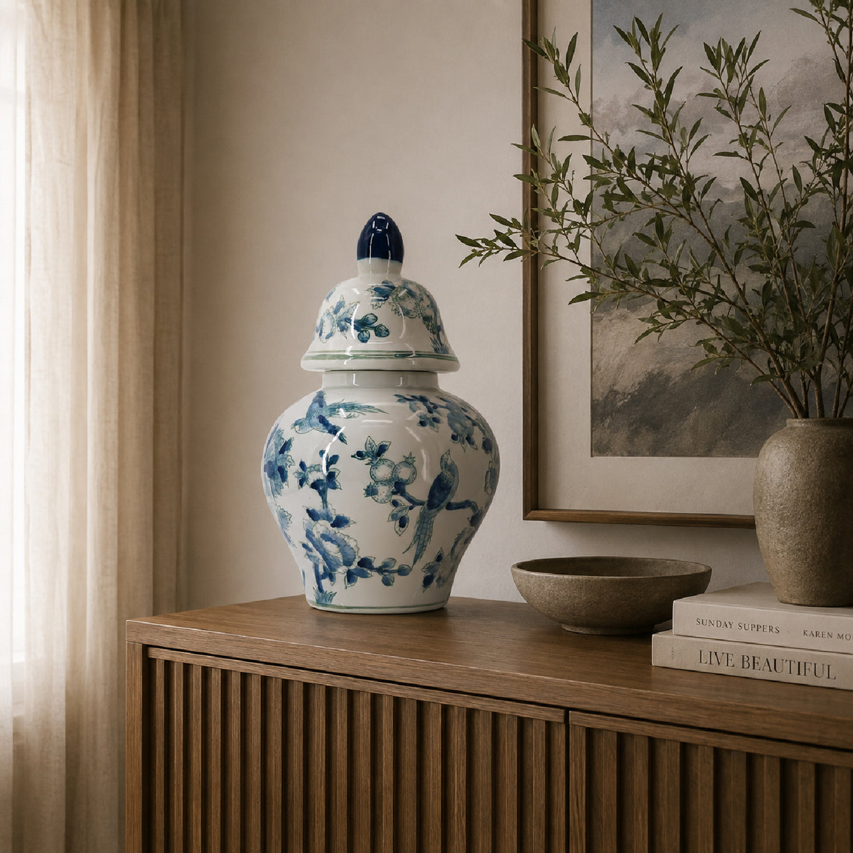 Blue and White Porcelain Ginger Jar | OROA