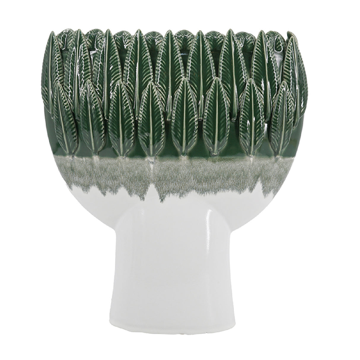Tropical Green Leaf Rim Ceramic Vase | OROA