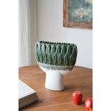 Tropical Green Leaf Rim Ceramic Vase | OROA