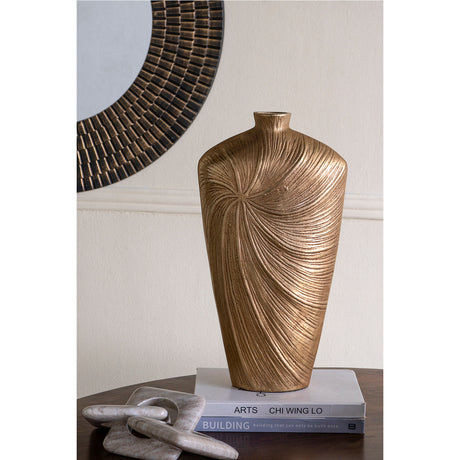 Tapered Aluminum Vase with Gold Swirling Design | OROA