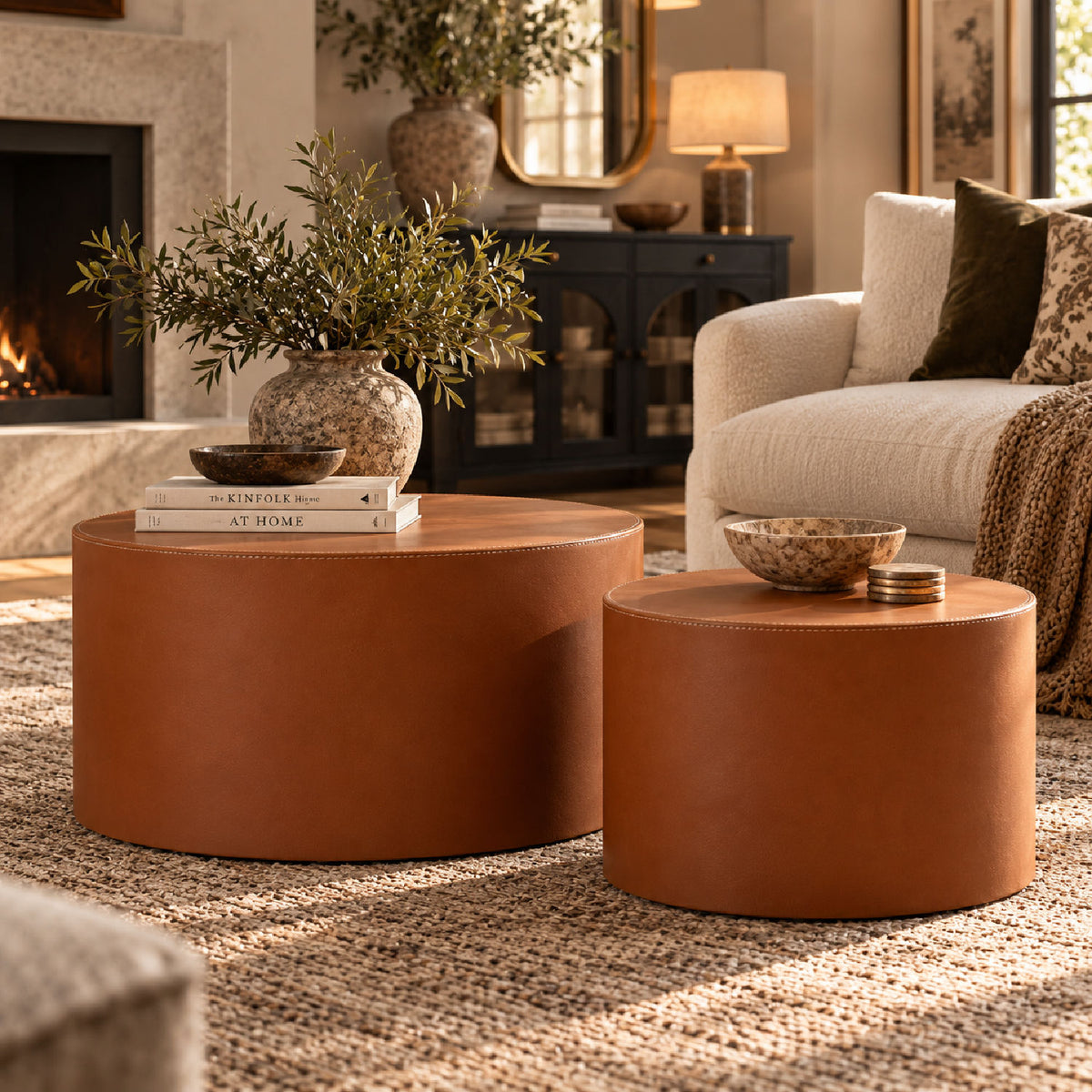 Modern Saddle Leather Coffee Tables (2) | OROA