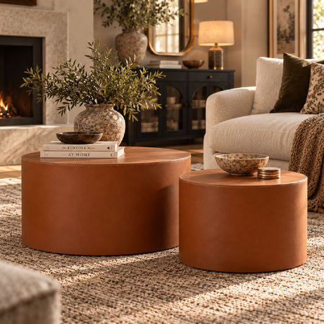 Modern Saddle Leather Coffee Tables (2) | OROA