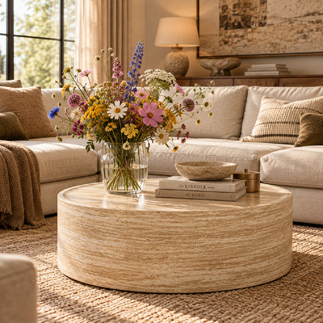 Rectangular Natural Travertine Outdoor Coffee Table Lily - OROA Modern Furniture