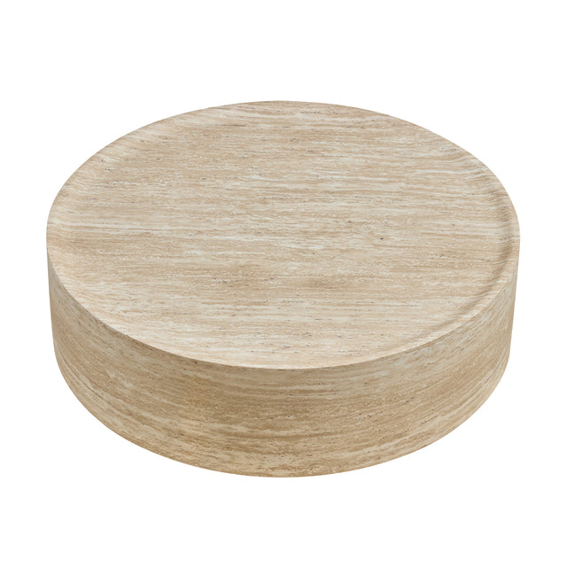 Round Yellow Travertine Coffee Table by OROA