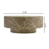 Travertine-Look Round Coffee Table by OROA