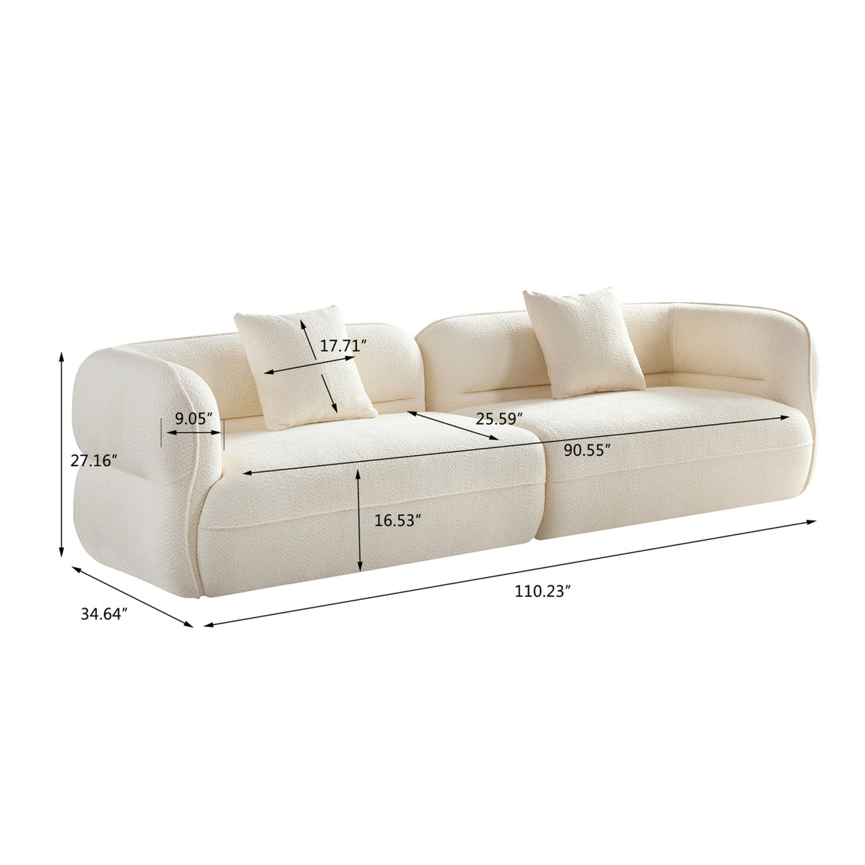 2-Part Upholstered Modular Sofa | OROA