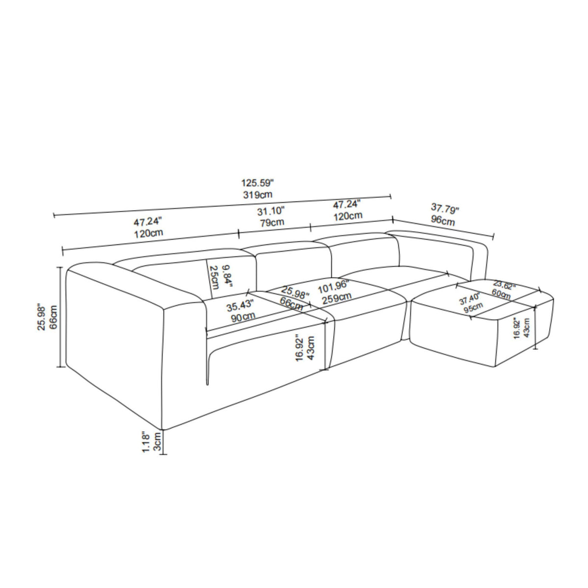 Modern Minimalist Sectional Sofa | OROA