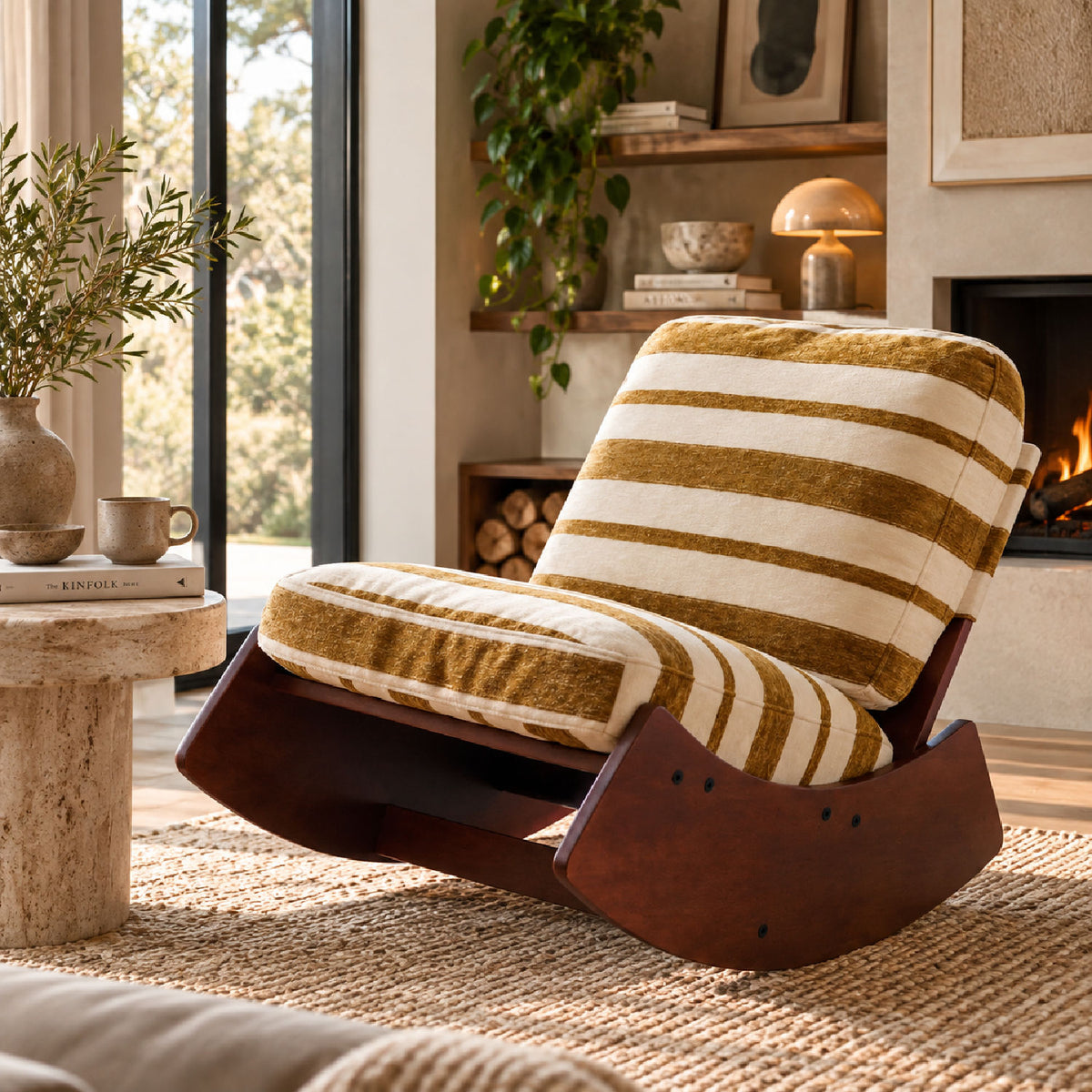 Comfortable Upholstered Glider Rocking Chair | OROA