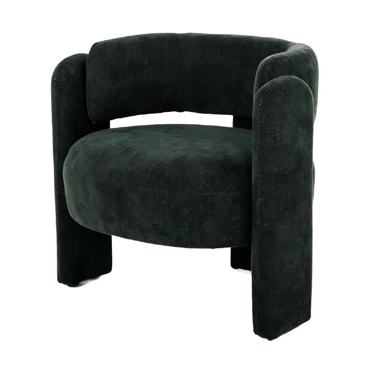 Green Textured Fabric Barrel Accent Chair | OROA