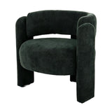Green Textured Fabric Barrel Accent Chair | OROA