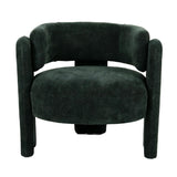Green Textured Fabric Barrel Accent Chair | OROA