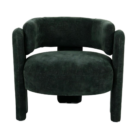 Green Textured Fabric Barrel Accent Chair | OROA