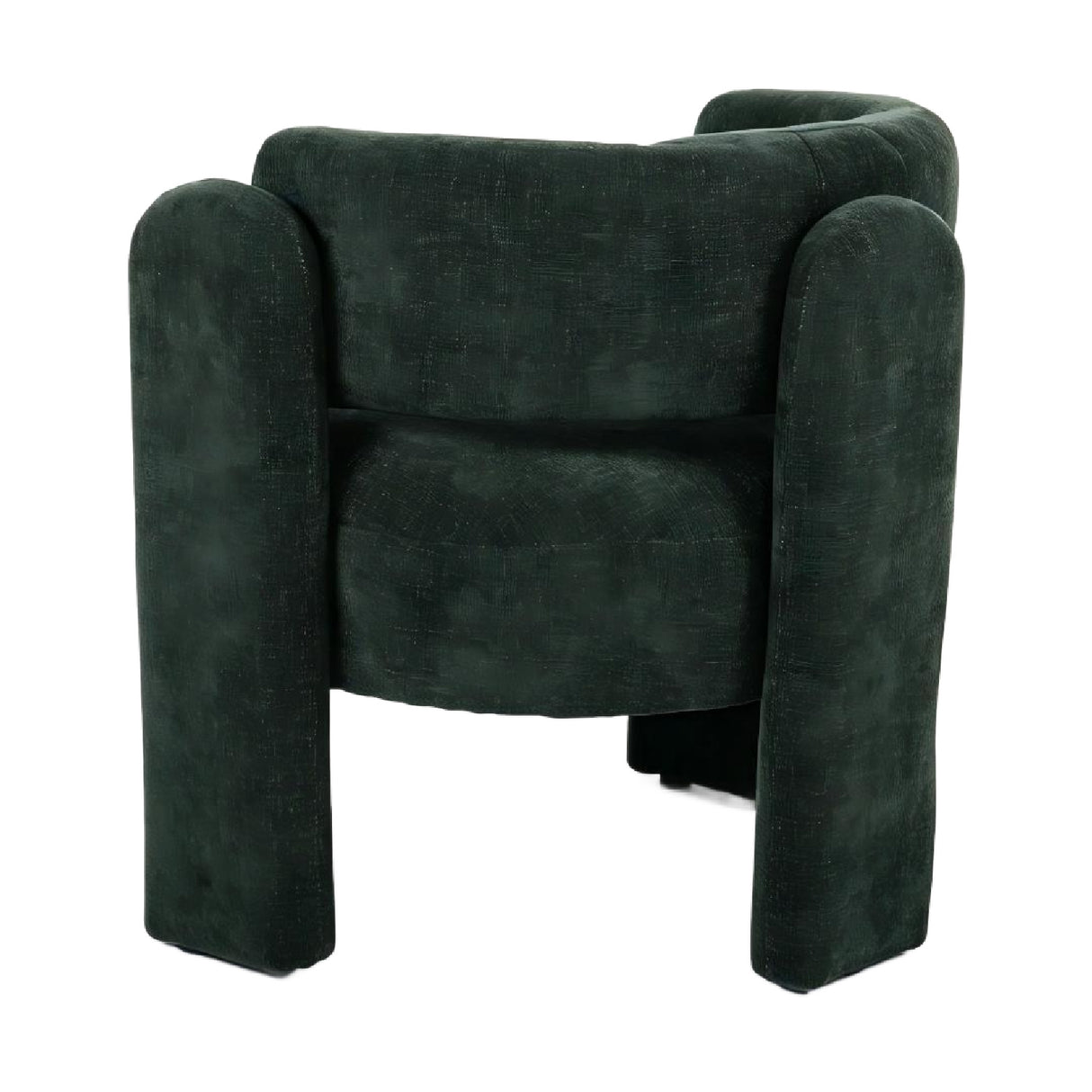 Green Textured Fabric Barrel Accent Chair | OROA