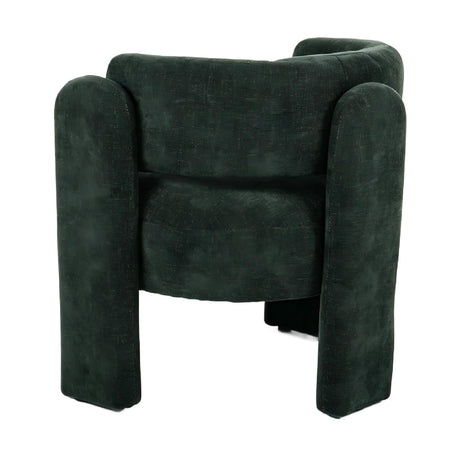 Green Textured Fabric Barrel Accent Chair | OROA