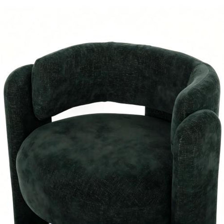 Green Textured Fabric Barrel Accent Chair | OROA