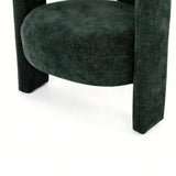 Green Textured Fabric Barrel Accent Chair | OROA