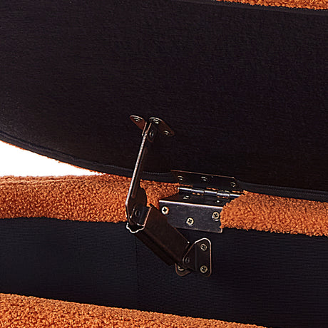 Orange Boucle Upholstered Storage Ottoman Bench | OROA