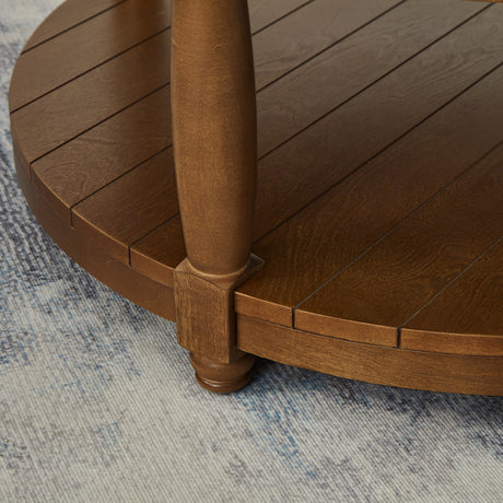 Round Upholstered Tufted Linen Ottoman Coffee Table | OROA