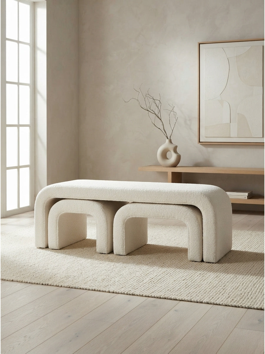 Modern European furniture - U-Shaped Modern Ottoman Bench Set of 3 - www.oroa.com