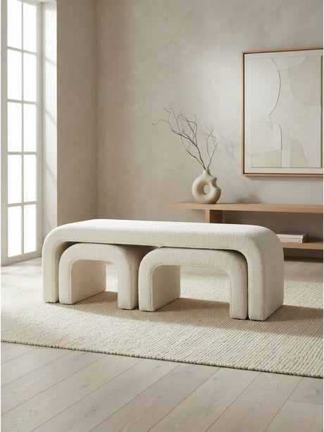 Modern European furniture - U-Shaped Modern Ottoman Bench Set of 3 - www.oroa.com