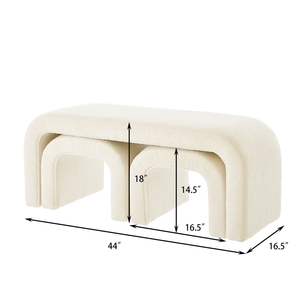 Modern European furniture - U-Shaped Modern Ottoman Bench Set of 3 - www.oroa.com