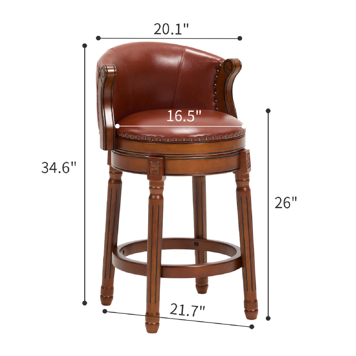 Wooden Brown Leather Barstools | OROA