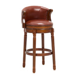 Wooden Brown Leather Barstools | OROA