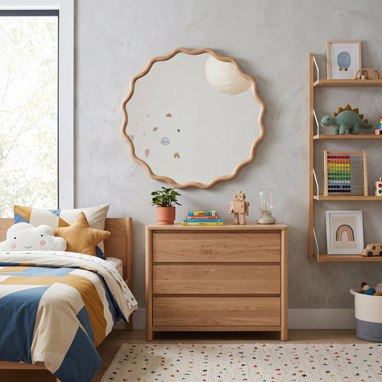 Natural Wavy Round Mirror | OROA Kids