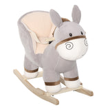 Gray Plush Ride-On Rocking Horse Donkey Toy | OROA Kids