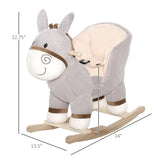 Gray Plush Ride-On Rocking Horse Donkey Toy | OROA Kids