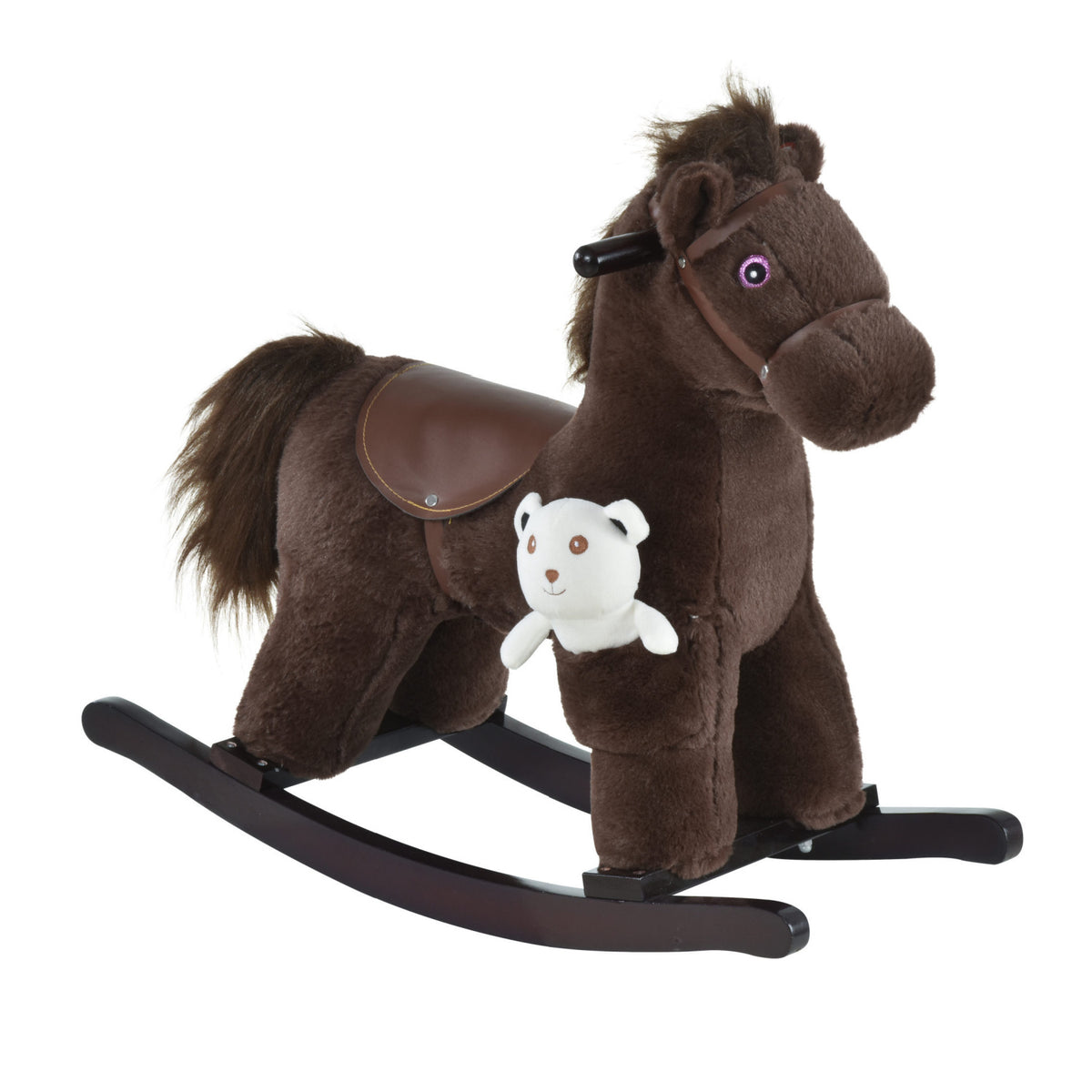 Brown Plush Ride-On Rocking Horse with Bear Toy | OROA Kids
