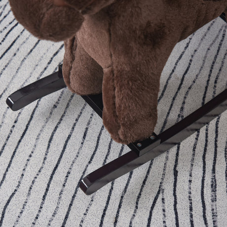Brown Plush Ride-On Rocking Horse with Bear Toy | OROA Kids