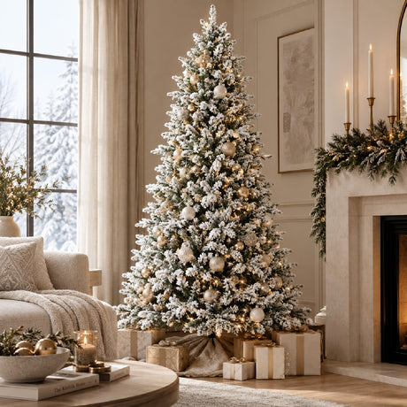 108' Pine Snow Flocked Artificial Christmas Tree - OROA - view 2