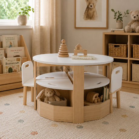 Kids Table and Chairs Set with Storage - OROA Kids - view 2