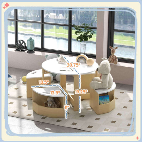 Kids Table and Chairs Set with Storage - OROA Kids - view 5