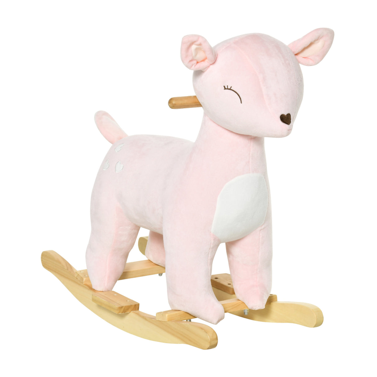 Pink Deer-Shaped Plush Ride-On Rocking Horse Toy | OROA Kids