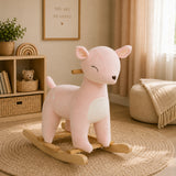 Pink Deer-Shaped Plush Ride-On Rocking Horse Toy | OROA Kids