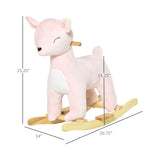 Pink Deer-Shaped Plush Ride-On Rocking Horse Toy | OROA Kids
