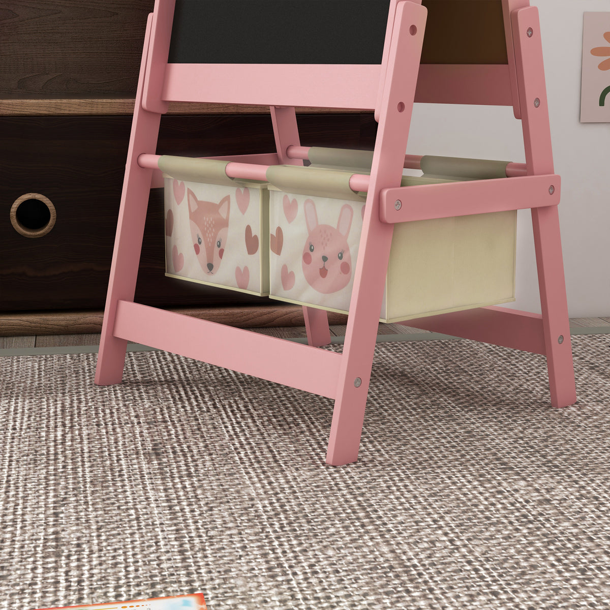 Modern European furniture - 3-in-1 Pink Kids Art Easel with Storage - www.oroa.com