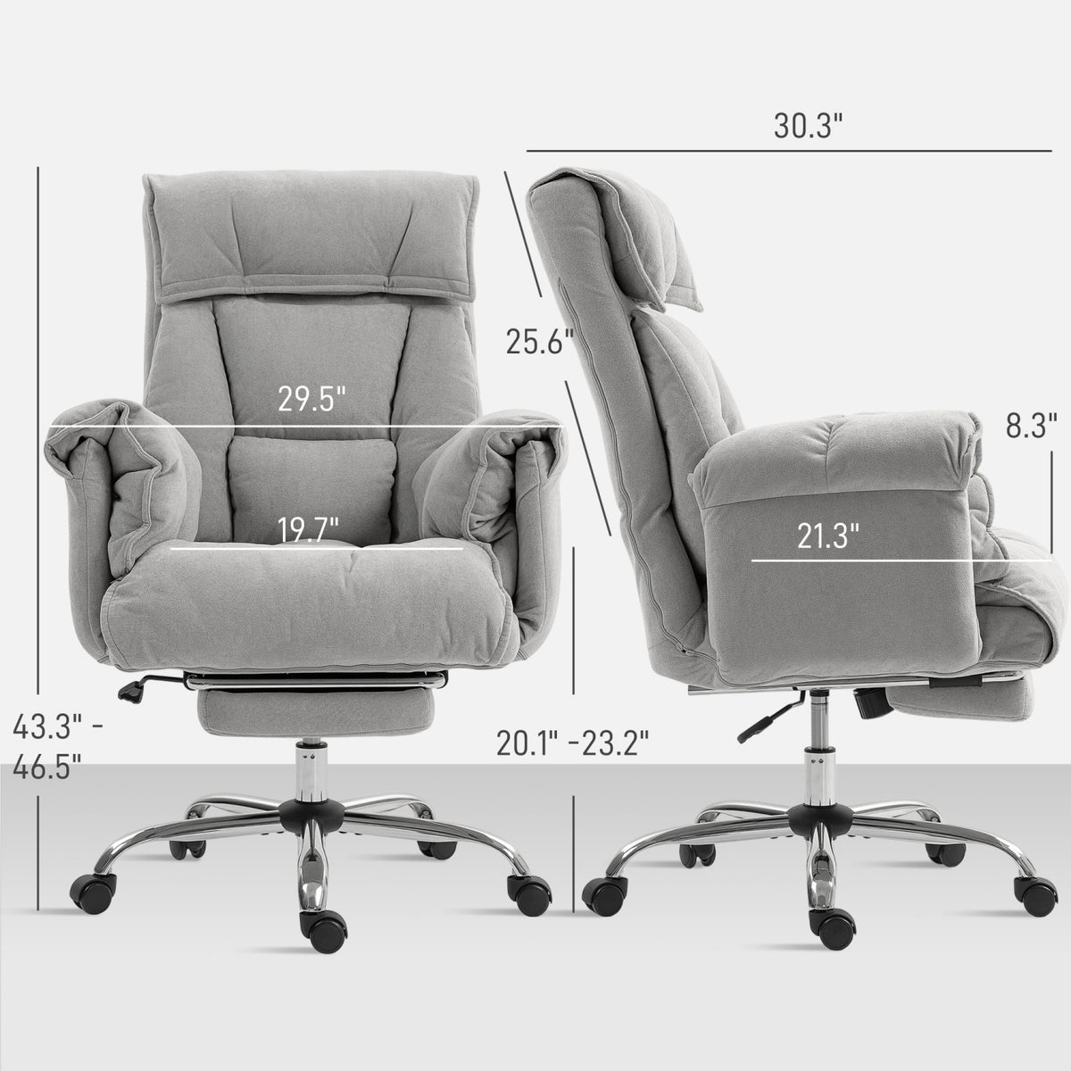 Light Taupe Gray Executive Office Chair with Footrest by OROA