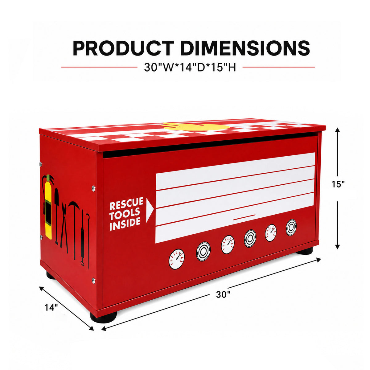 Fire Truck Storage Soft-Close Toy Box | OROA Kids