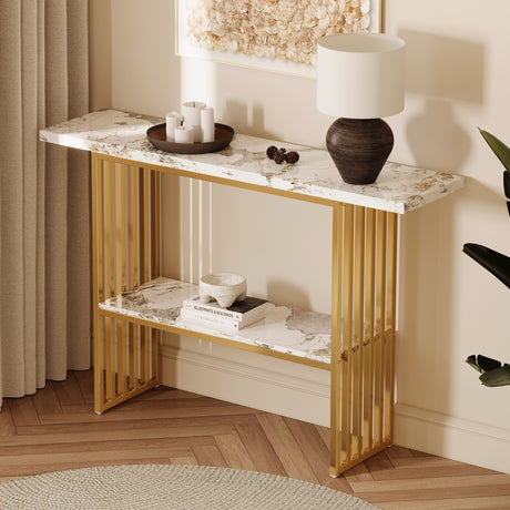 Modern Gold Metal Frame Console Table | OROA