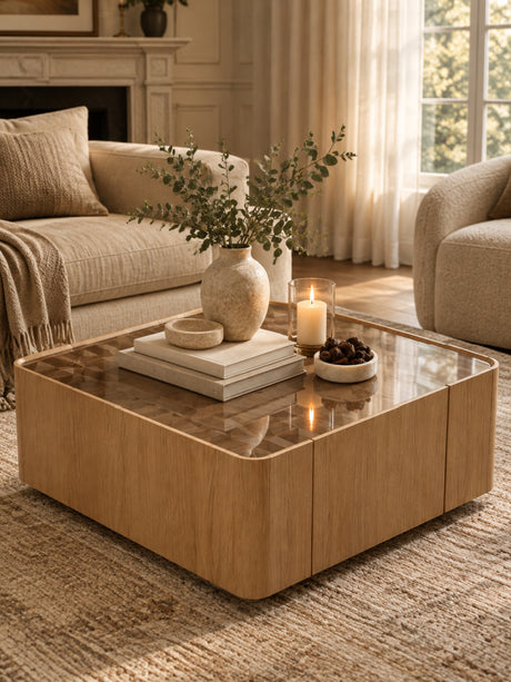 Modern European furniture - Modern Wooden Square Coffee Table  - www.oroa.com