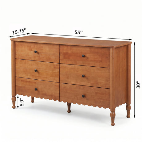 Modern European furniture - Mid-Century 6-Drawer Wooden Dresser - www.oroa.com