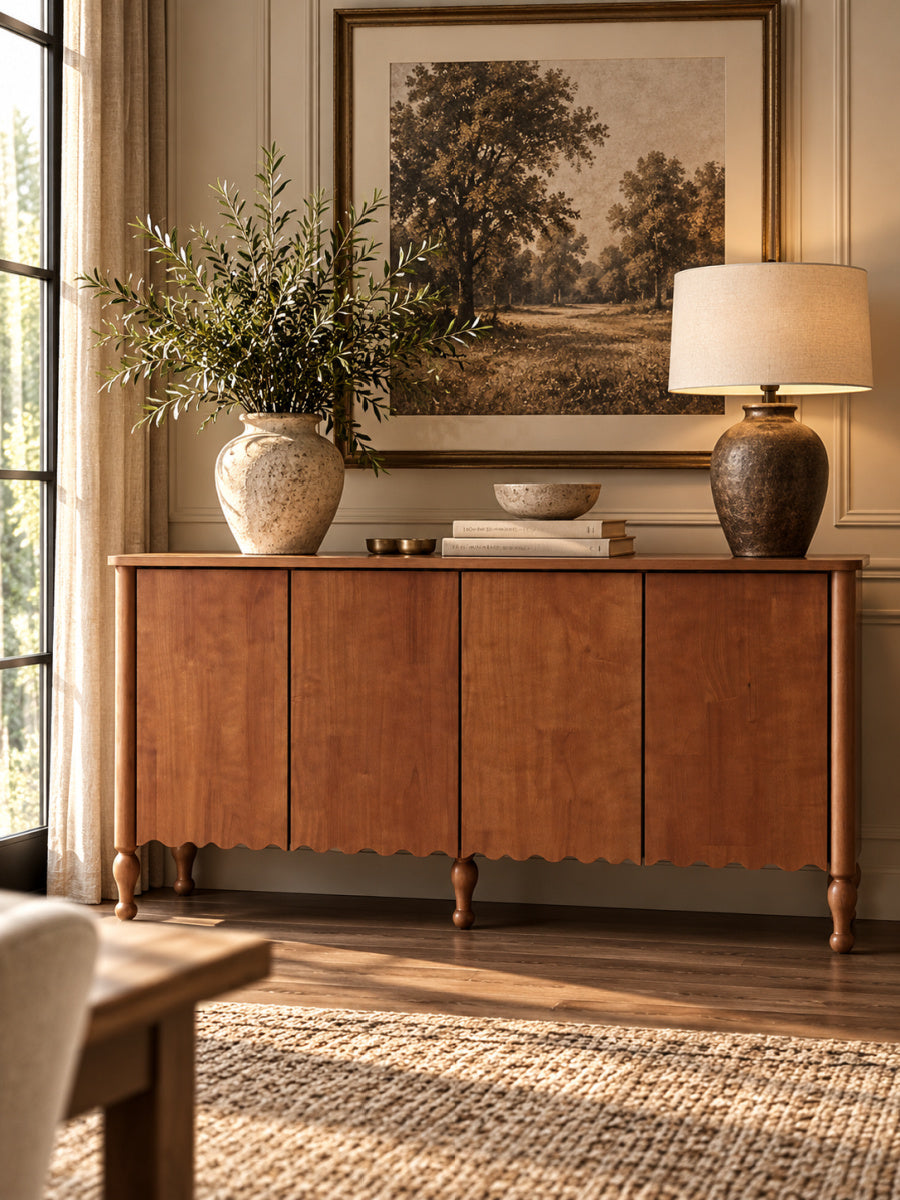 Modern European furniture - Rustic Farmhouse 4-Door Sideboard Cabinet - www.oroa.com