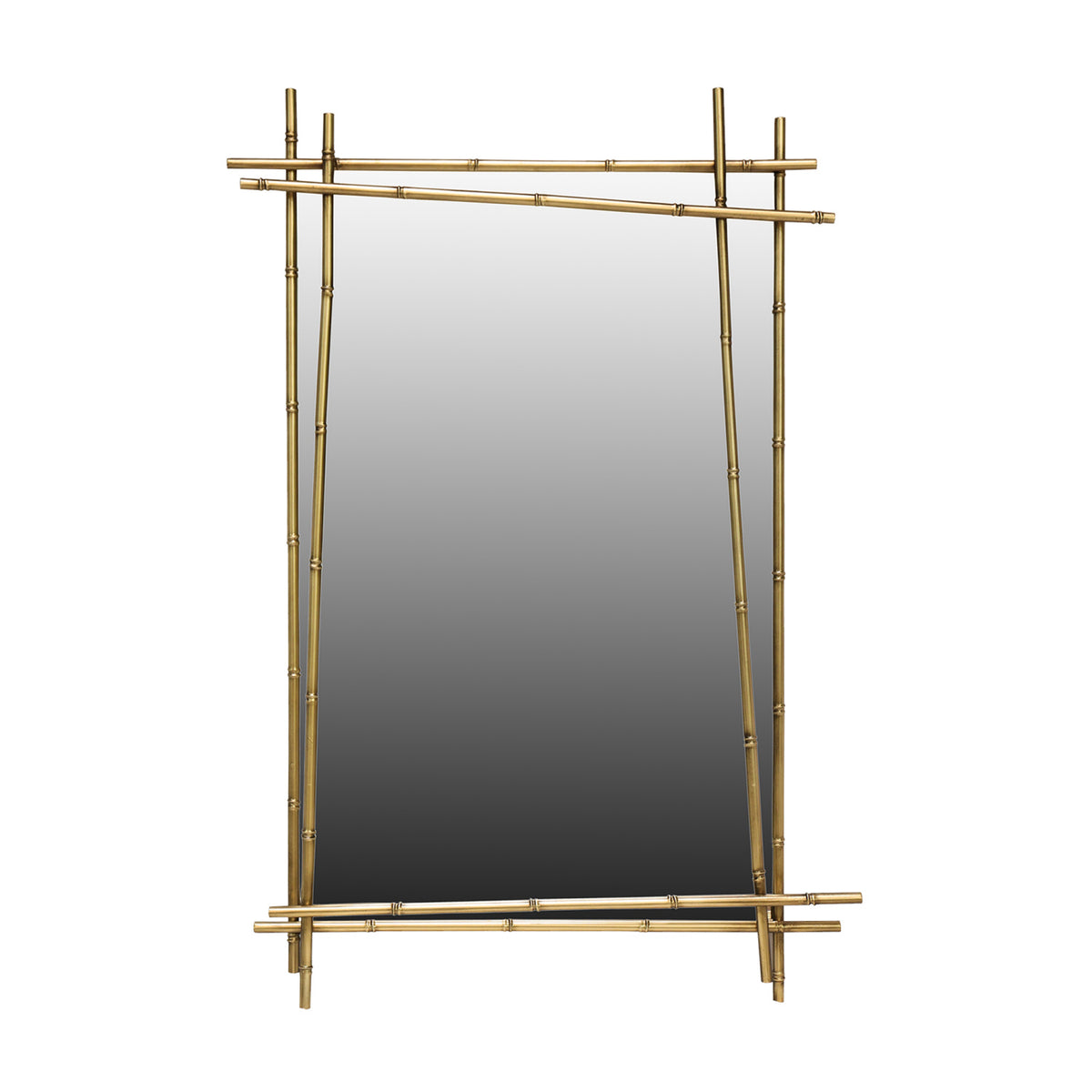 Modern European furniture - Rectangular Metal Bamboo-Inspired Wall Mirror - www.oroa.com